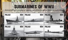 Palau 2015 - Submarines of World War 2 - Sheet of 6 Stamps - Scott #1303 - MNH