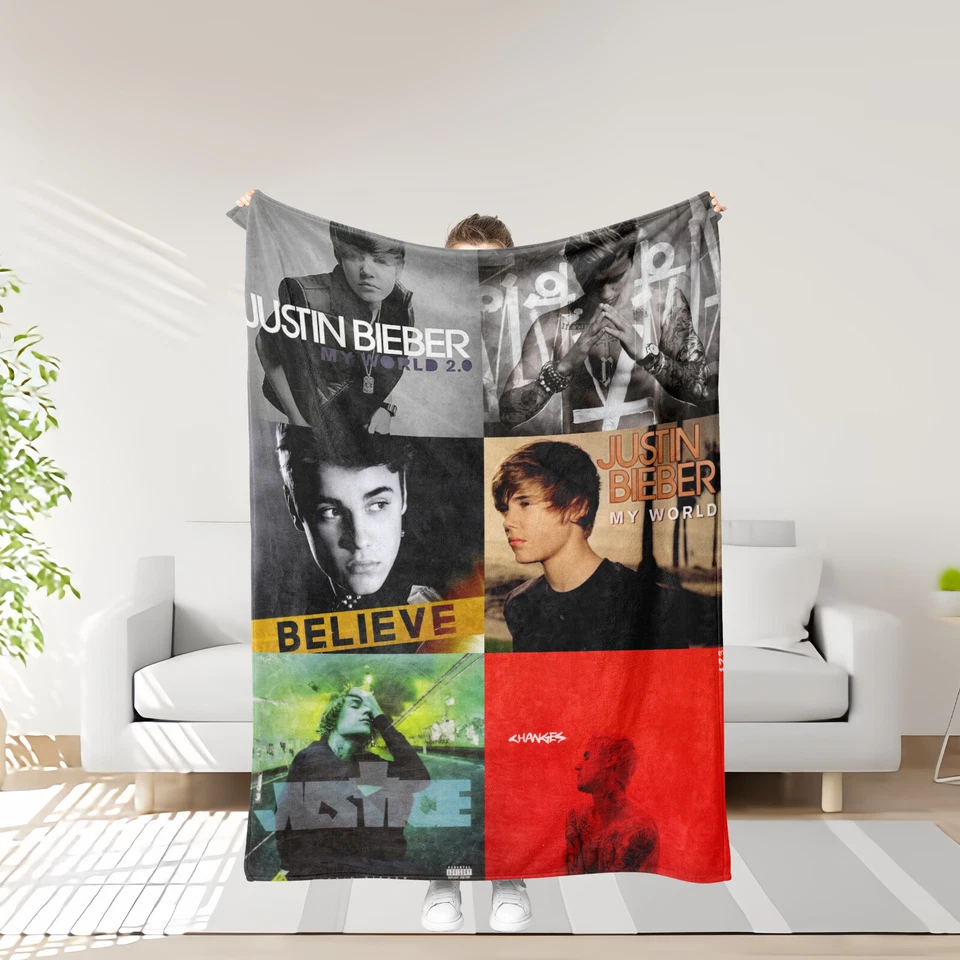 Throw Blanket and Pillowcase Set of 2，Justin Bieber Bed Couch Decor Gifts - Image 2 of 4