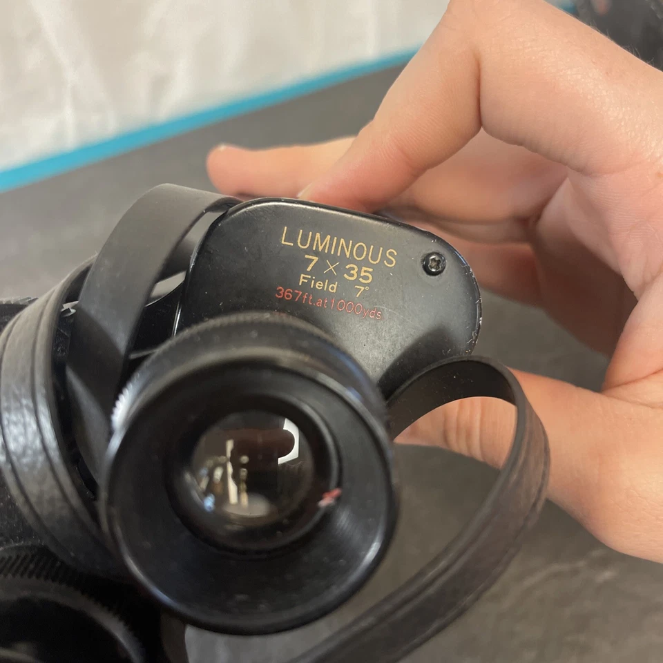 Vintage Selsi Luminous Lightweight 7X35 Amber Coated Binoculars Japan W/ Case - Image 4 of 4