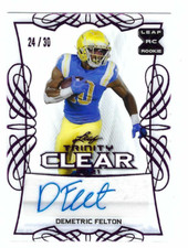 DEMETRIC FELTON 2021 LEAF TRINITY FOOTBALL CLEAR ROOKIE AUTO /30