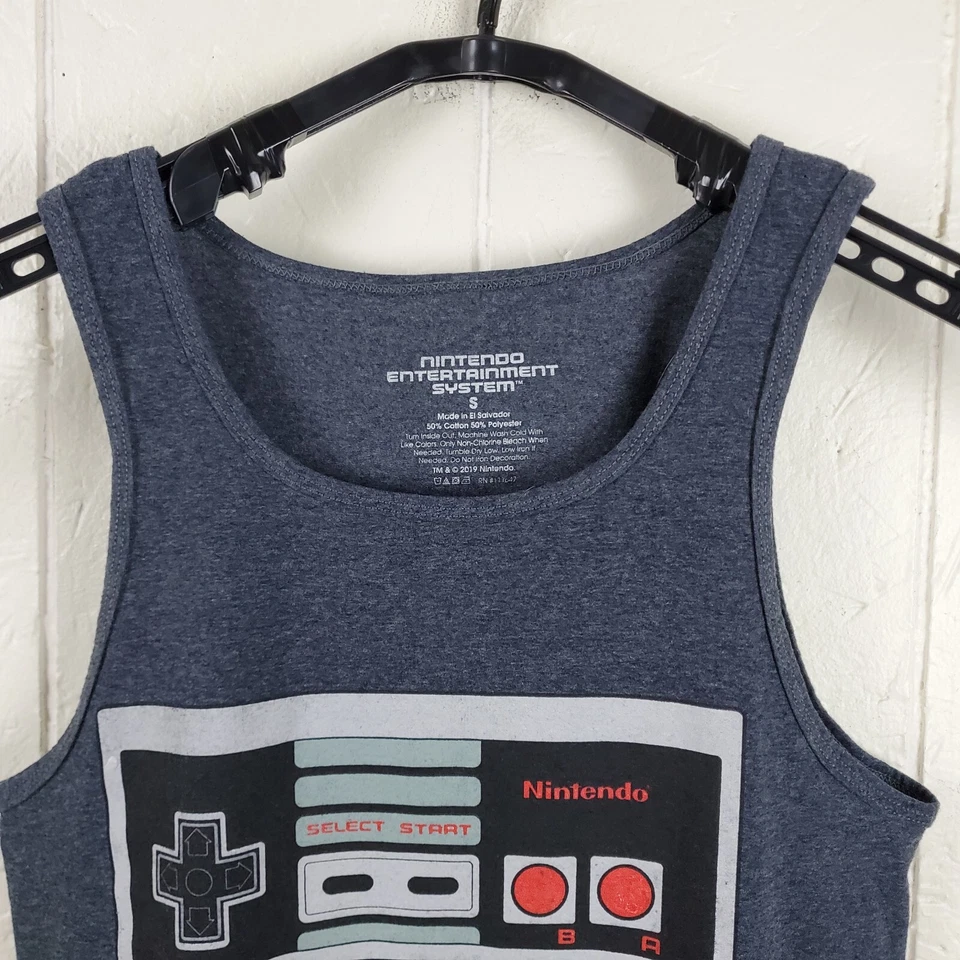 Camiseta sin mangas Nintendo Entertainment System para hombre pequeña gris cuello redondo sin mangas NES Foto 2 de 4