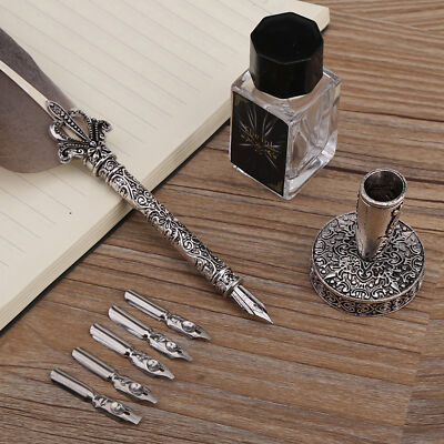 English Calligraphy  Dip Quill Pen Writing Ink Set Stationery Gift Box w 