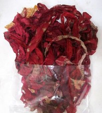 12 yards Unstitched Recycled PURE Silk Sari Ribbon Yarn tassels Maroon Skeins NR