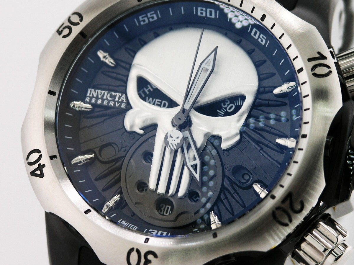 Invicta 32428 Reserve Marvel Punisher Men's 52mm Black Venom *le