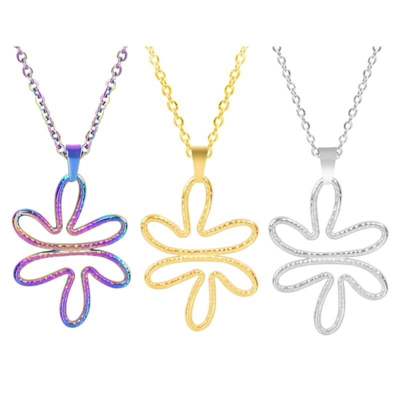 Simple Hollow Metal Flower Pendant Necklace Elegant Collar Choker Clavicle Chain