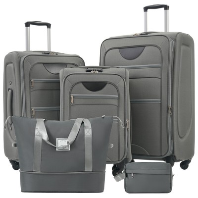 Softside Luggage Expandable 3 Piece Set Suitcase with Duffel Bag Upright Spinner