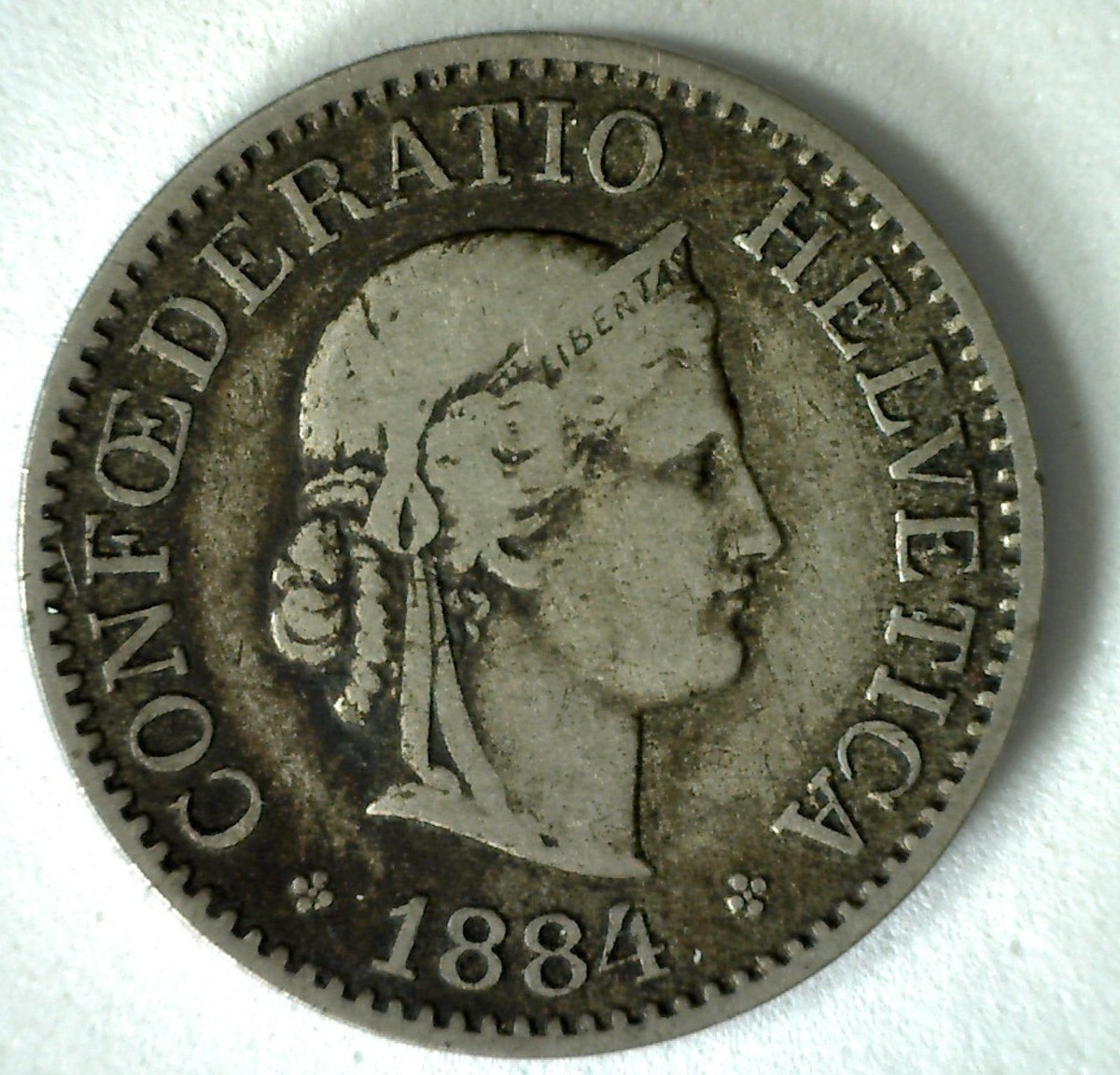 1884 B Switzerland 10 Rappen Swiss Helvetia Copper Nickel 10 Cent