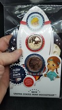 US MINT 2019 GLOWS IN THE DARK KIDS ROCKET SHIP COIN SET In hand T8927