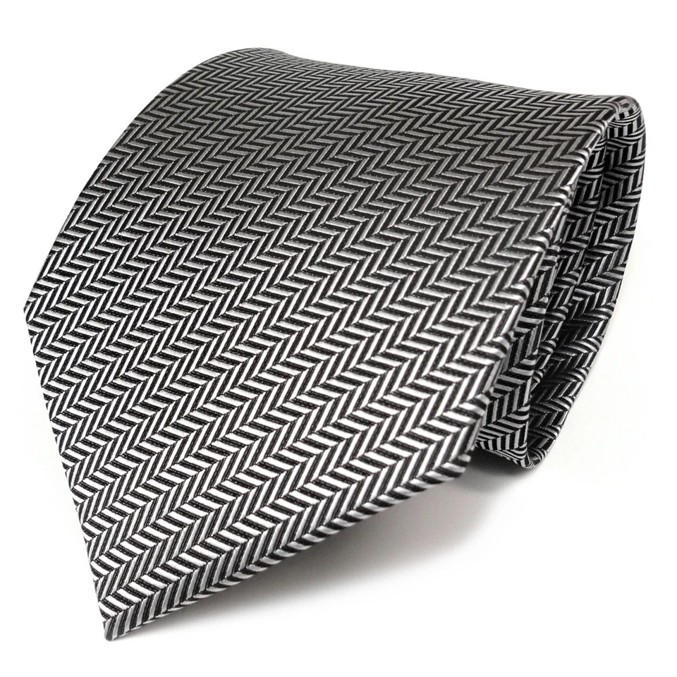 TigerTie Designer Krawatte in silber grau-schwarz gestreift - Schlips Binder Tie - Bild 1 von 1