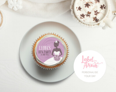 PERSONALISIERTE essbare Cupcake-Topper Braut Henne Hochzeit Verlobung Party Lydia