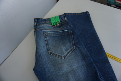 KARMA Damen Jeans skinny röhre schmal Hose Gr.34 XS W24 L34 used acid blau NEU.
