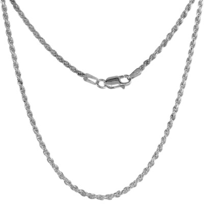 925 Sterlingsilber massives Seil Kette Armband Halskette Diamantschliff 3 mm 7'' ~ 30''