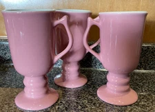Set of 3 Hall PINK pedestal irish coffee mugs