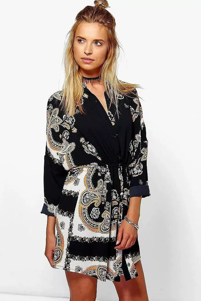 Boohoo paisley shirt dress outlet
