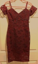GUESS Women's Lace Midi Dress in Burgundy  Size 4 - New