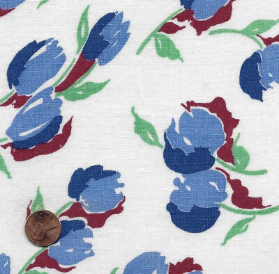 Vintage Spring Blue & Wine Tulips Feedsack Feed Sack