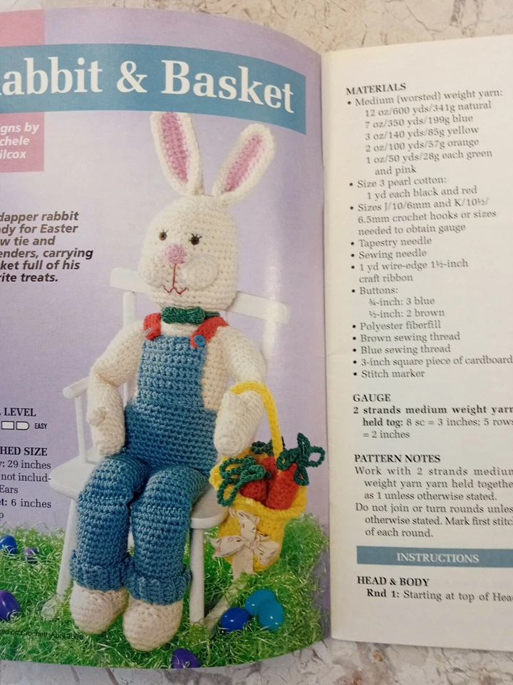 Hooked on Crochet Magazine VTG April 2006 #116 Easter Bunny Basket Plush Purse - Image 3 of 4
