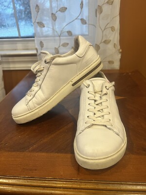 Women's Size 7 S Birkenstock Bend Leather Low Top Sneaker In White