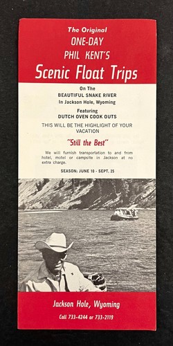 1970s Jackson Hole WY Phil Kent's Scenic Snake River Trips VTG Travel Brochure