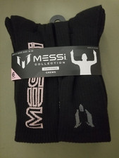 New MESSI Collection Mens 6 Pair Cushioned Crew Socks.