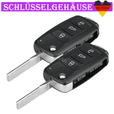 2X 3 Tasten Auto Schlüssel Klappschlüssel Gehäuse für Golf Polo T5 Caddy Tiguan
