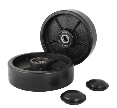 Pallet Jack/Truck Poly Wheels Full Set with Axles, Bearings, Entry Rollers, Caps - Picture 6 of 9