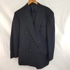 WM Greensmith 2 Piece Suit Double Breasted Black Pinstriped Size 40R 36W