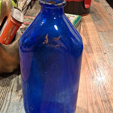 Vintage Cobalt Blue Glass Bottle Made in USA Embossed Base 6 oz