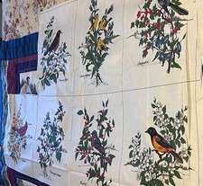 7 Panel American Songbird VIP CRANSTON Cotton FABRIC Cheater Quilt Pillow