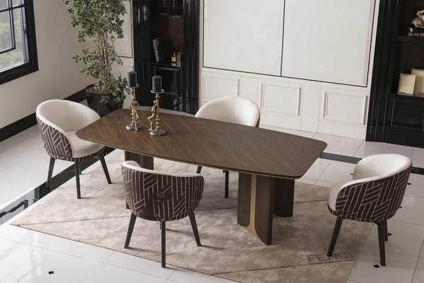 Essgruppe Essecke Esszimmer Esstisch StüHle Set 7Tlg Braun Holz Gruppe-image