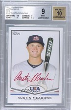 2011 Topps USA Baseball Team Red Ink 22/99 Austin Meadows BGS 9 MINT Auto 0t3