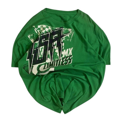ESA Limitless Hip Hop Baggy Short Sleeve T Shirt Green Y2K XL