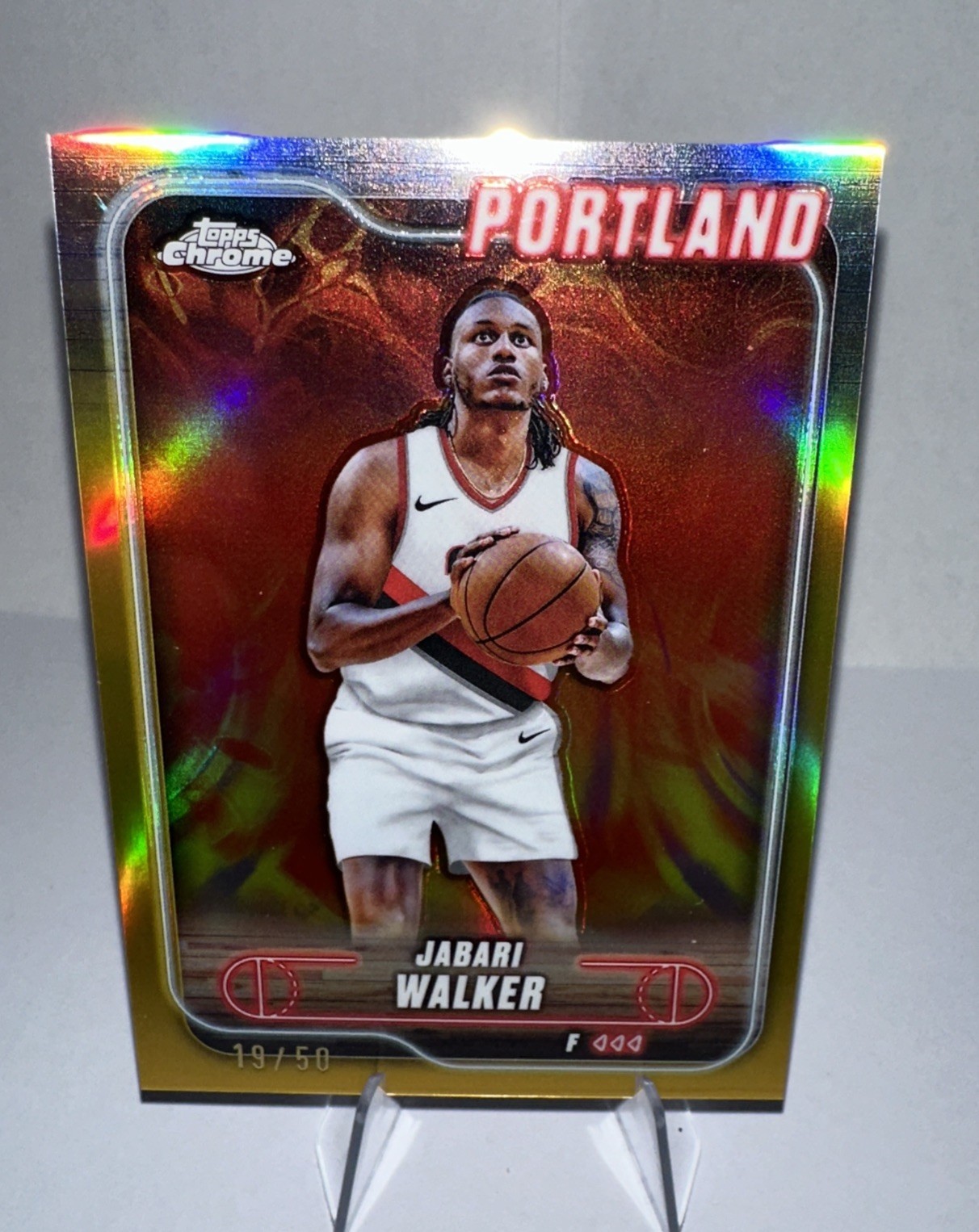 Jabari Walker #67 Gold Refractor /50 SP 2025 Topps Chrome Portland