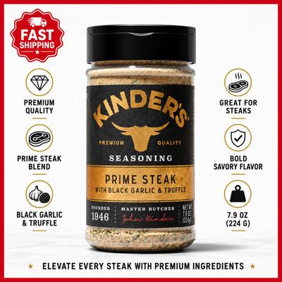 Kinder's Prime Steak With Black Garlic & Truffle Premium Seasoning No MSG 7.9 Oz