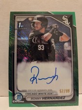 Ronny Hernandez 2024 Bowman Chrome Green Shimmer Refractor Auto /99 1st Prospect