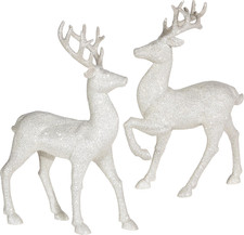 Set of 2 Holiday Reindeer Figures: 12.5 Inches Glitter Reindeer Decor by  Silve