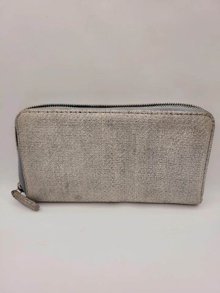 Chanel Tweed Canvas Deauville Zip Around Blue Gray Wallet - Image 2 of 4