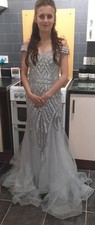 Marfil special designer Silver Prom, Wedding Dress, Size 8 worn once.