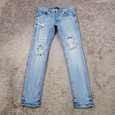 PURPLE BRAND スリムフィット 34 PURPLE BRAND Mens Jeans Size 34 Light Wash Skinny P001 Slim Fit