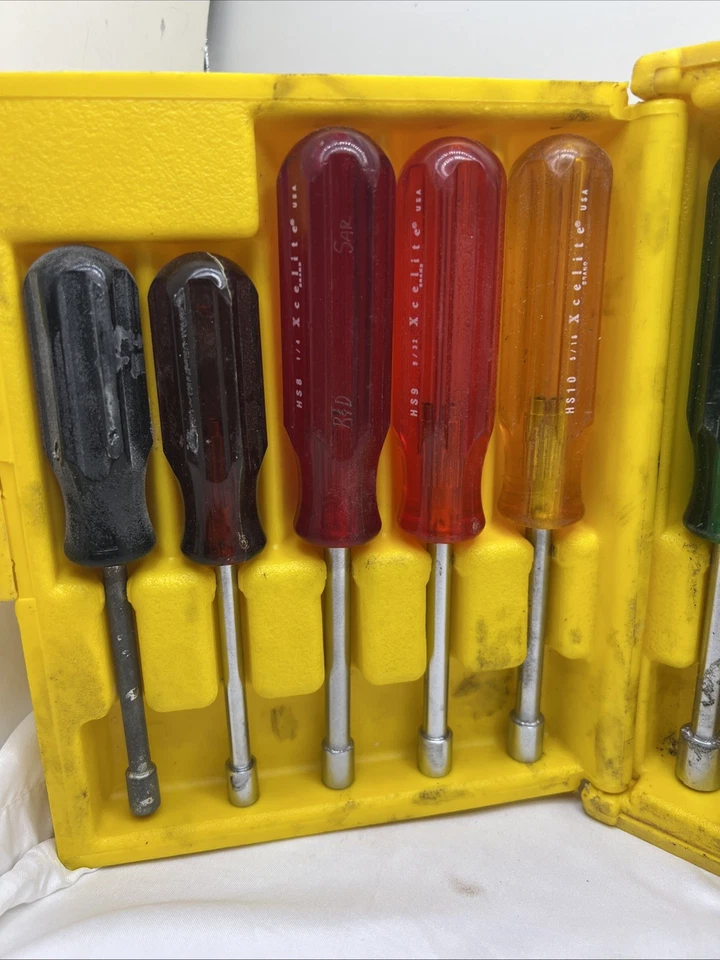 XCELITE Cooper Tools 10 PC Standard Hollow-Shaft Nutdriver Set HS-6-18 NOS USA - Image 4 of 4
