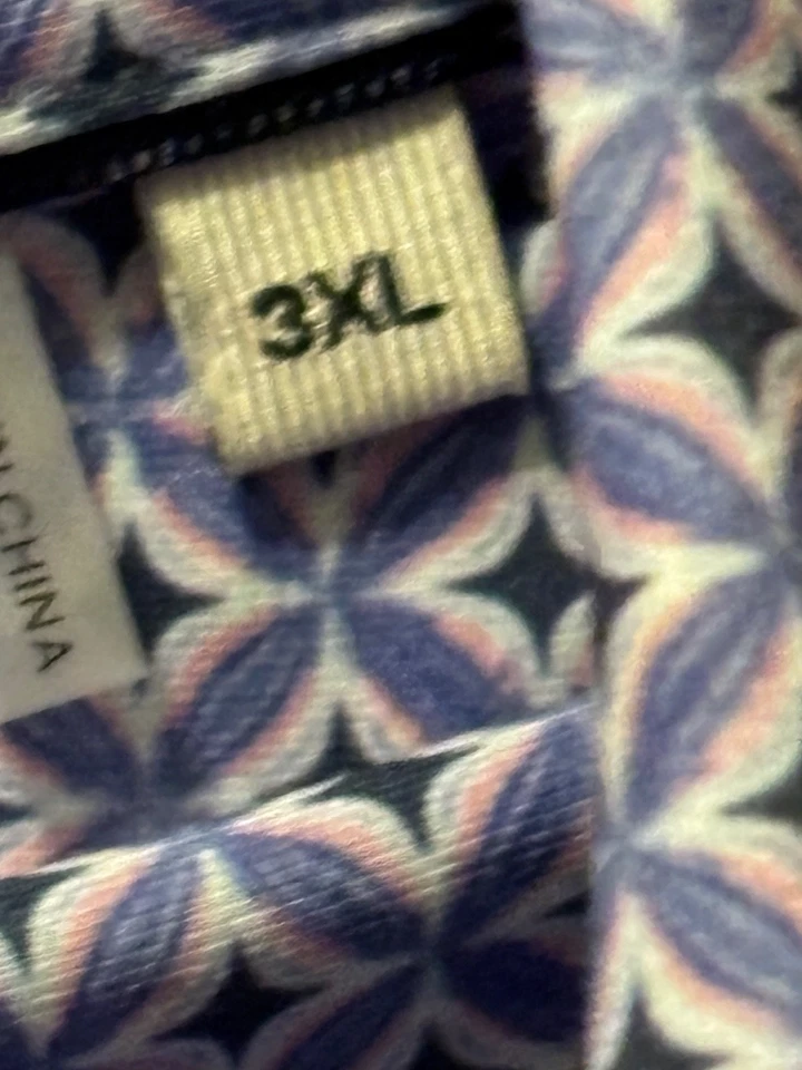 New Bugatchi OoohCotton Tech Stretch Button Up Shirt Men 3XL Geometric Lavender - Image 4 of 4