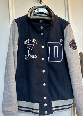 Detroit Flames Collagejacke Dunkelblau 40 Gebraucht aber Top Zustand