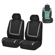 Front Seats Only Car Seat Covers Low Back - Unique Cloth Front Set Gray