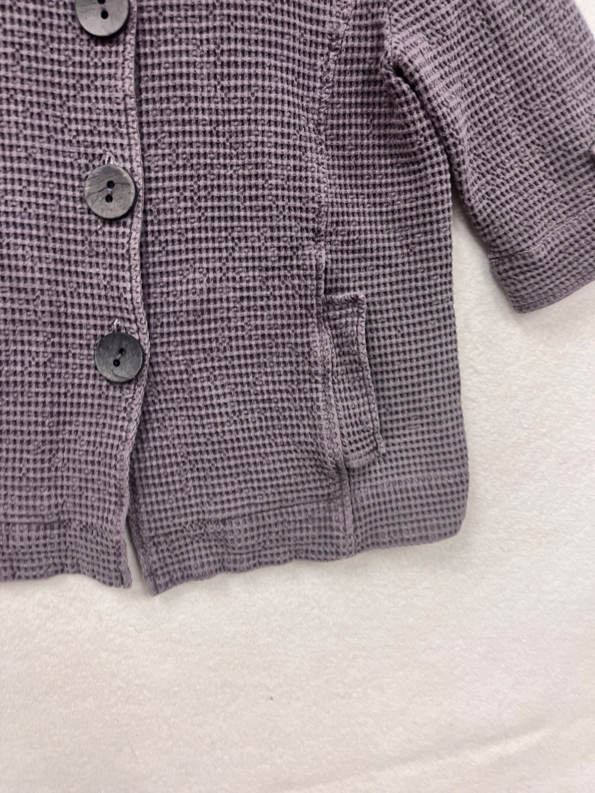 Focus Medium Waffle Knit Button-Up Jacket Purple … - image 5