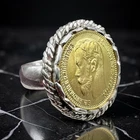 Handmade ring SILVER 875 brass coin copy Tsar Nicholas II russian Empire Romanov