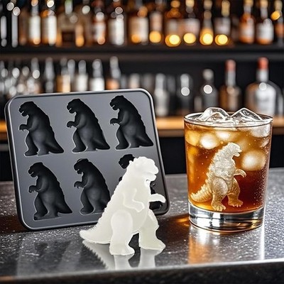 Godzilla Shaped Ice Cube Mold Ice Cube Tableware 6 Grid Silicone