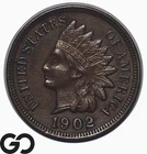 1902 Indian Head Cent Penny, Choice Unc+
