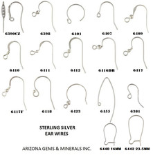 Sterling Silver 925 Hook Ear Wires & French E...