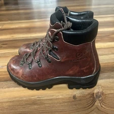 SCARPA Leather Hiking Boots Women's US 6 37 Vibram Lug Sole Brown Made in Italy