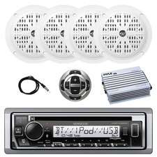 Kenwood Marine Bluetooth CD Receiver, Remote, 4x 4'' Speaker, Amplifier, Antenna